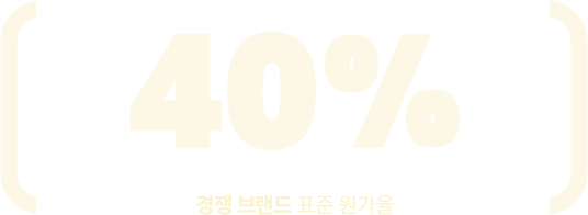 경쟁 브랜드 원가율 40%